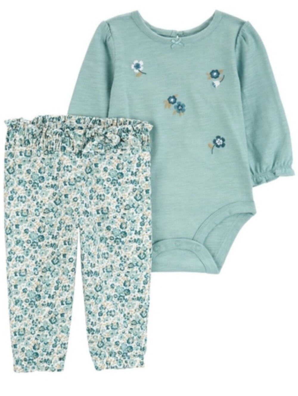 Carter's Floral Baby Outfit Set - Teal Greenish Blue Size 6 Months